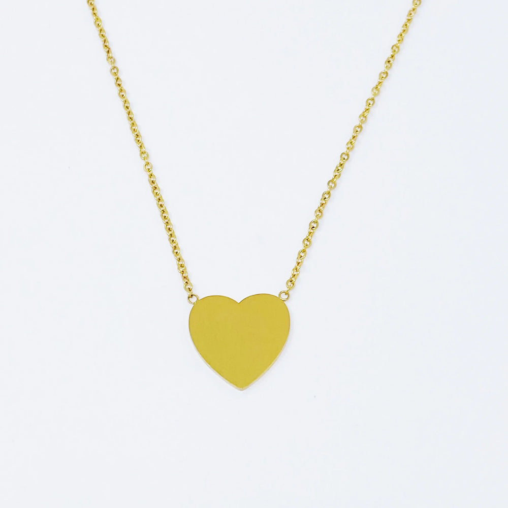 With All My Heart Necklace - Statement Gold Heart Pendant
