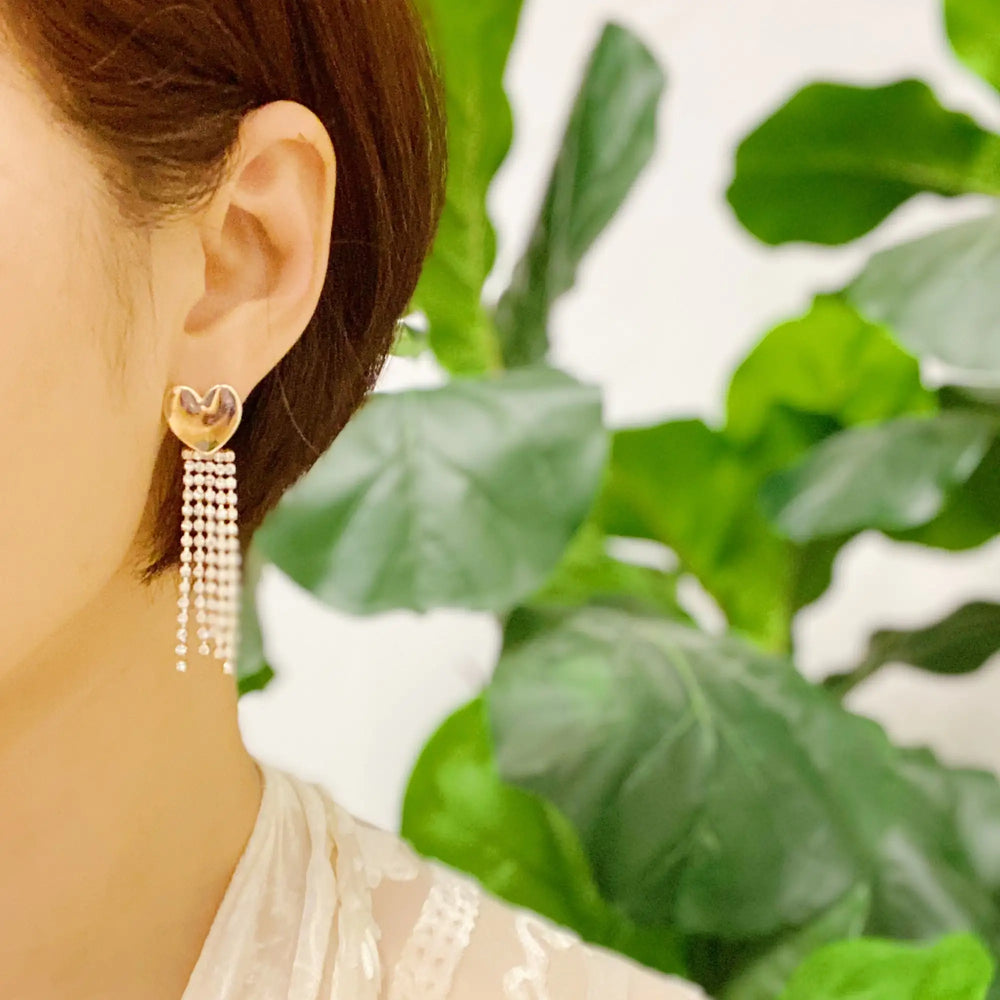 Heart Shine Stream Earrings - Sparkling Cubic Zirconia Drops