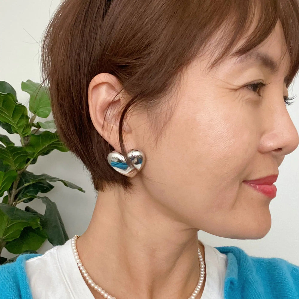 Heart Stud Earrings - Hypoallergenic Steel with Secure Screw-Back