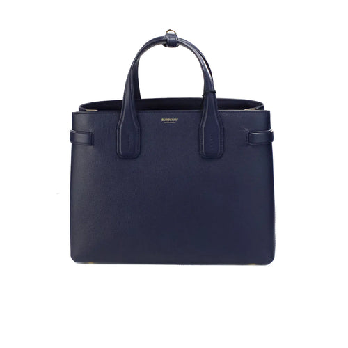 Burberry Banner Medium Regency Blue Leather Tote Bag - Luxury Handbags