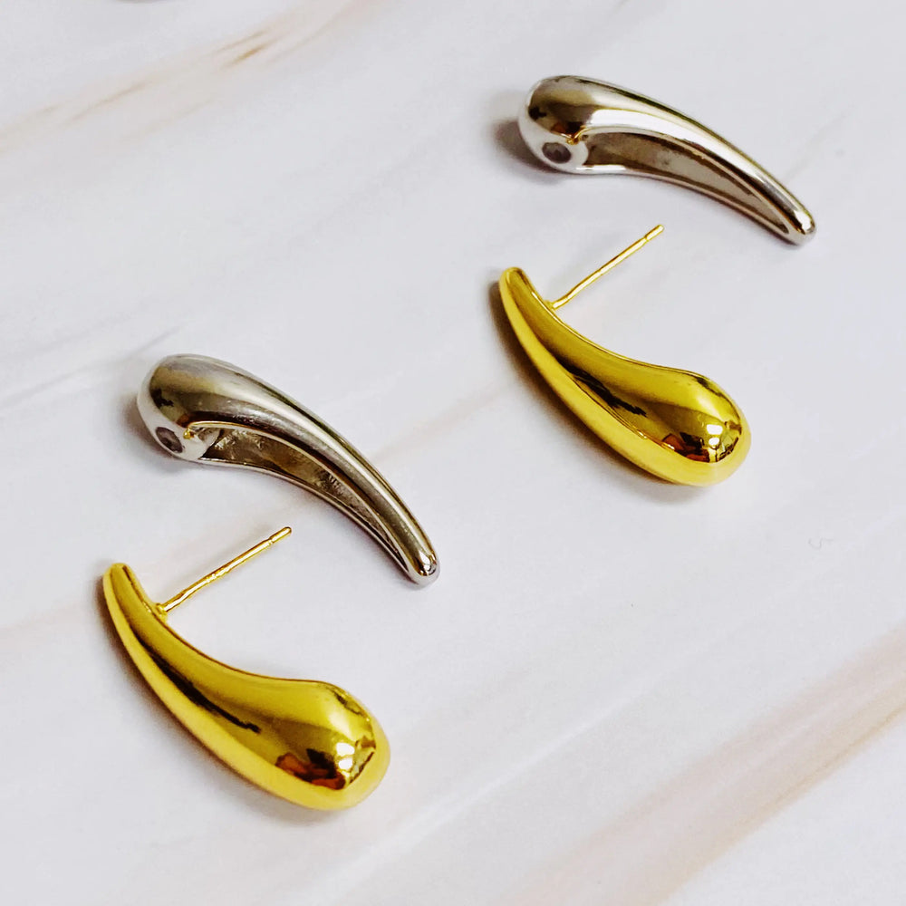 Front And Back Sleek Earrings - Modern Two-Way Statement Earrings