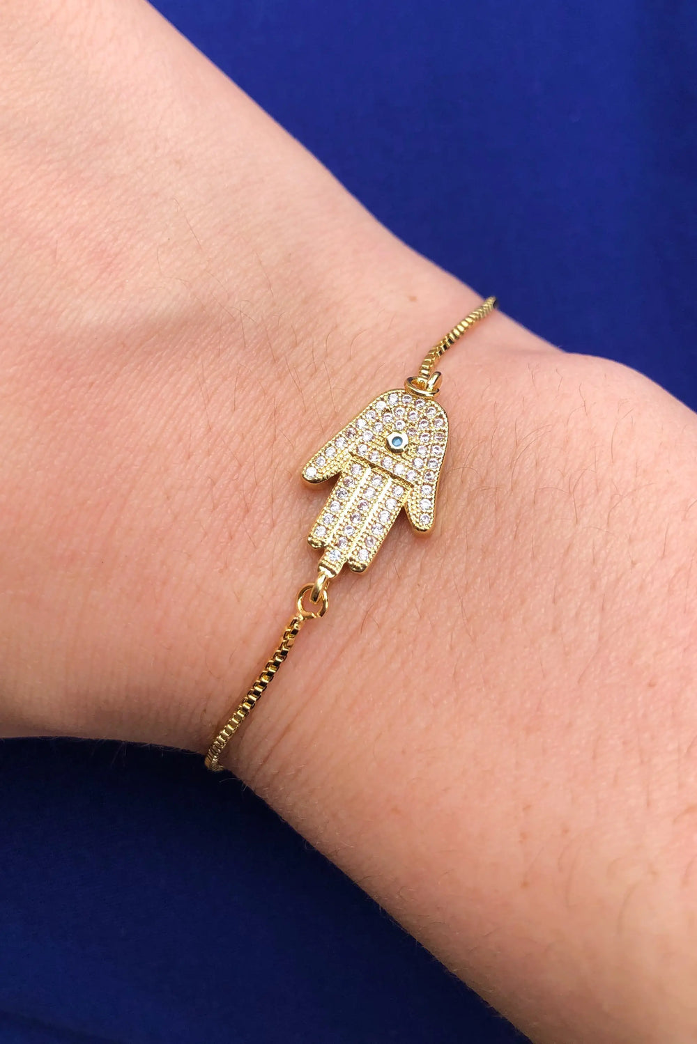 Serenity Hamsa Hand Slide Bracelet - Adjustable Protection Charm Bracelet