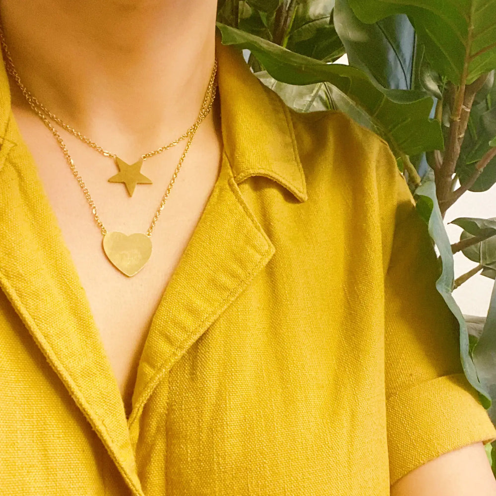 With All My Heart Necklace - Statement Gold Heart Pendant