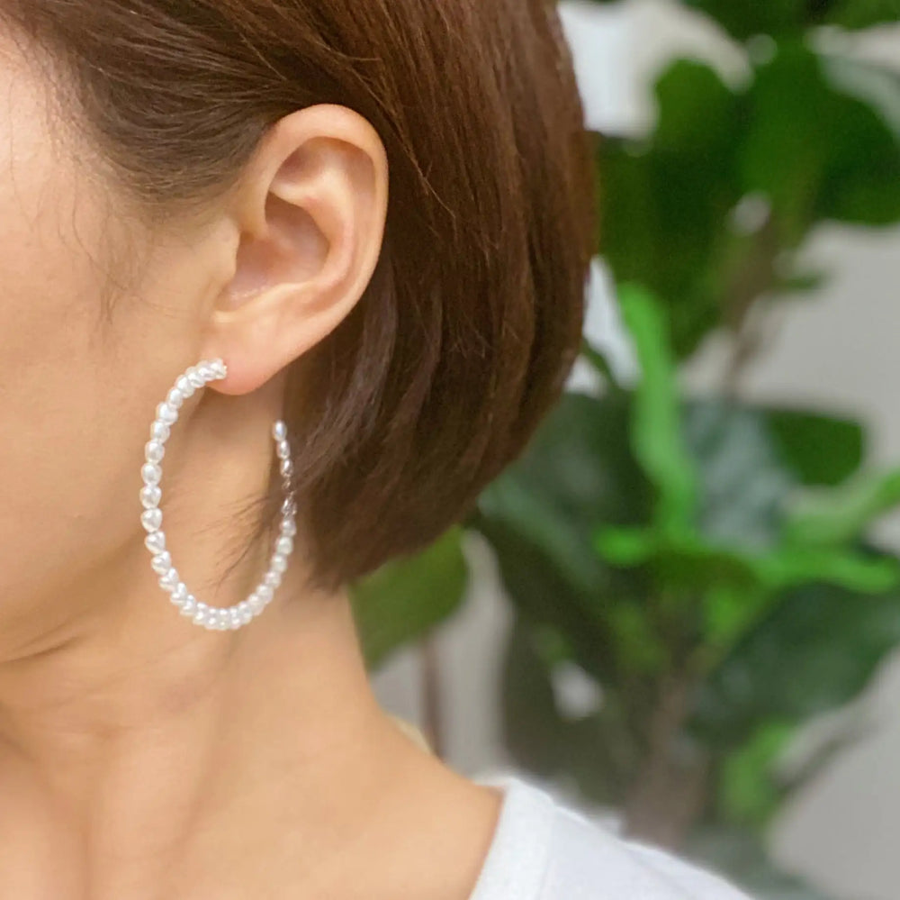 Pearl Heart Hoop Earrings - Elegant Pearl & Heart Design Hoops
