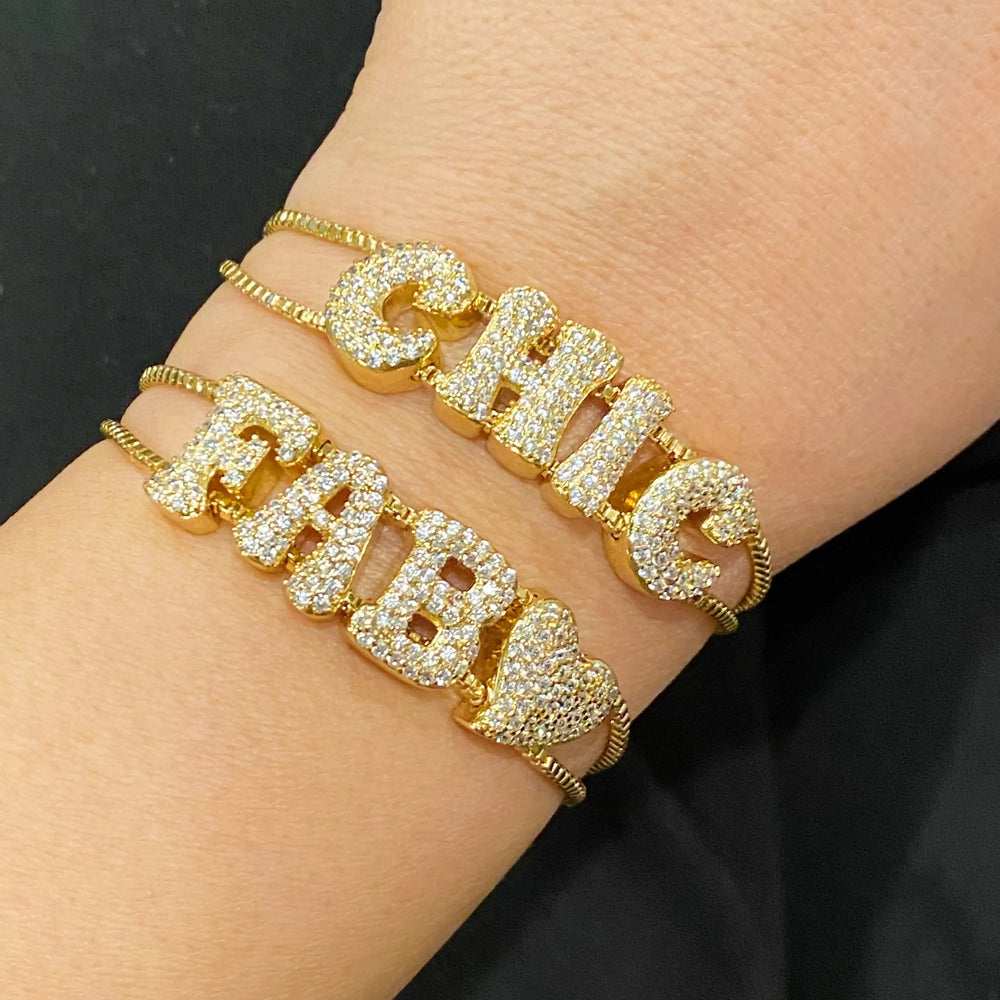 Disco Dazzle Bracelet - Sparkly Word Adjustable Chain