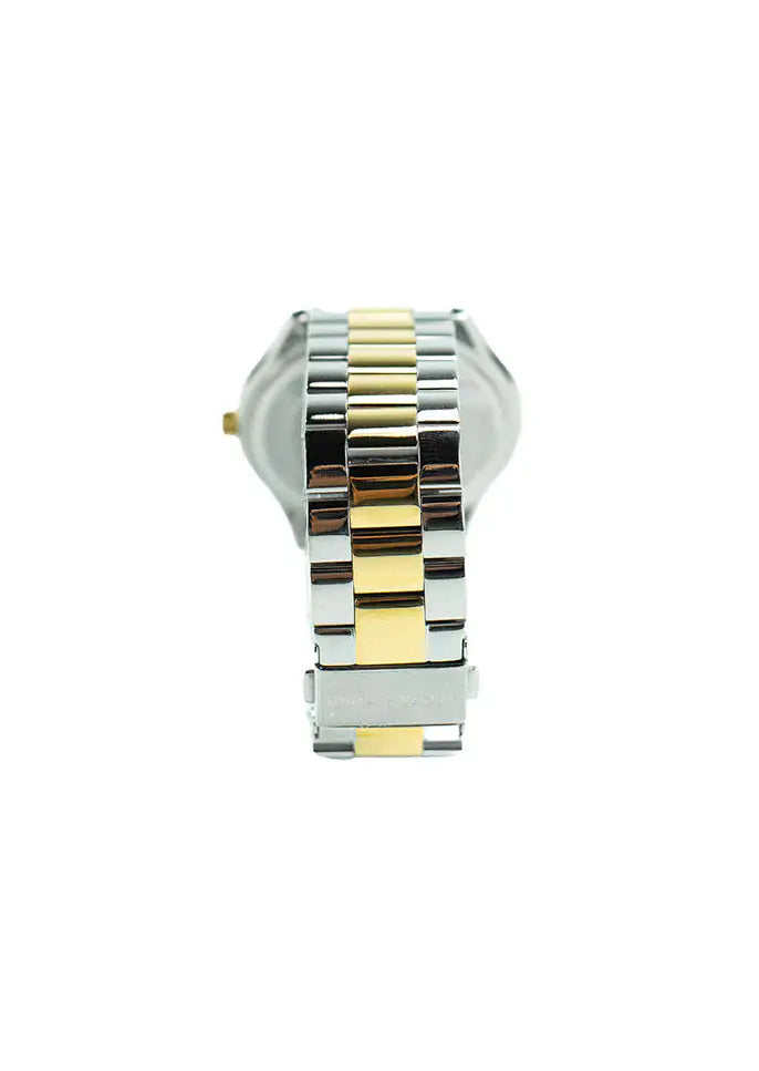 Michael Kors Runway Dual Toned Stainless Steel Navy Dial Wrist Watch