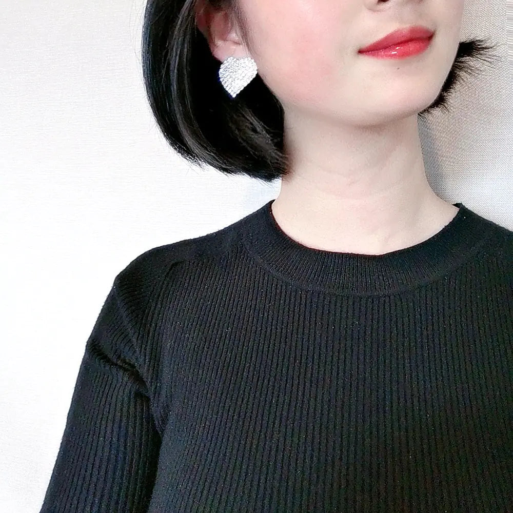 Crystal Heart Stud Earrings - Sterling Silver Heart Studs with Crystals