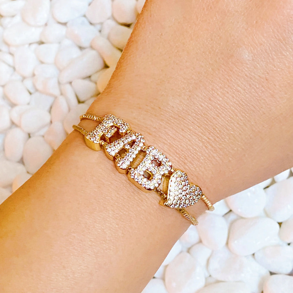 Disco Dazzle Bracelet - Sparkly Word Adjustable Chain