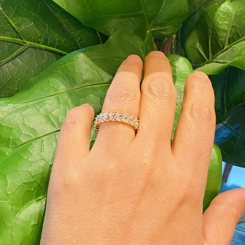 Jeweled Chevron Ring - Sparkling Gold Plated Brass