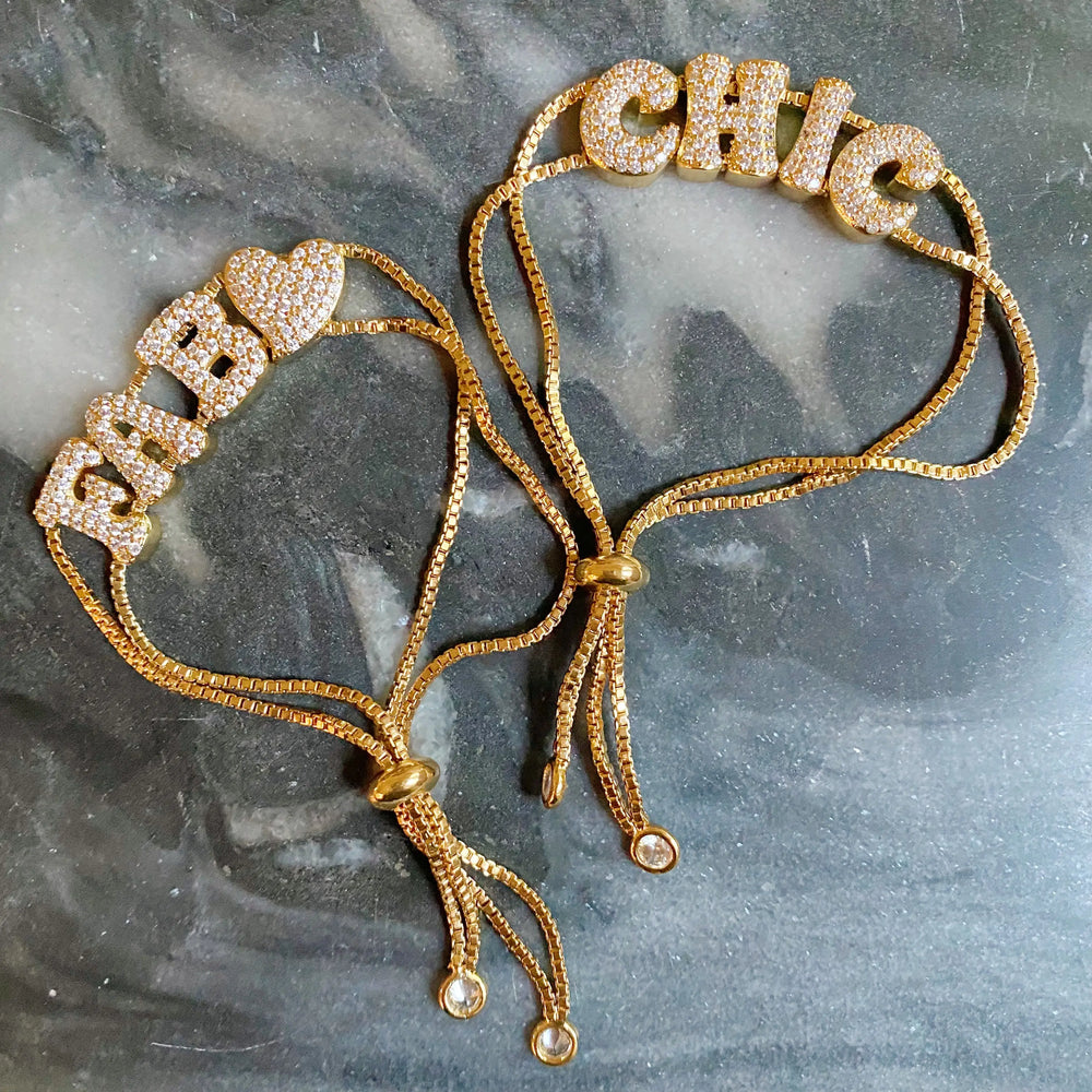 Disco Dazzle Bracelet - Sparkly Word Adjustable Chain