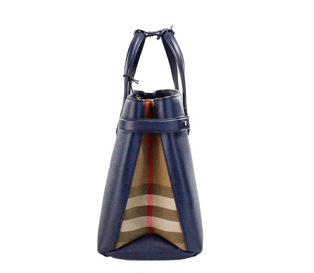 Burberry Banner Medium Regency Blue Leather Tote Bag - Luxury Handbags