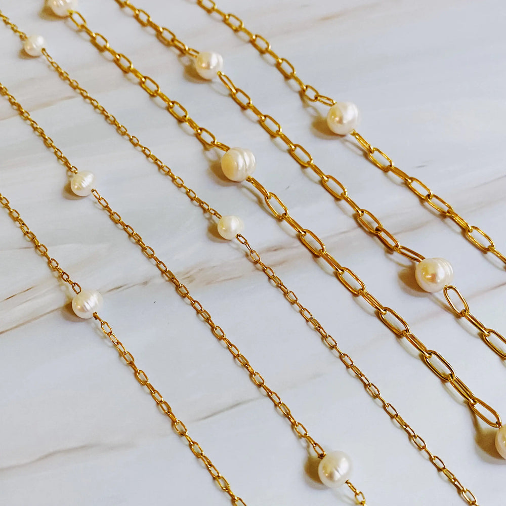 Freshwater Pearl Long Chain Necklace - Genuine Pearl Strand Jewelry