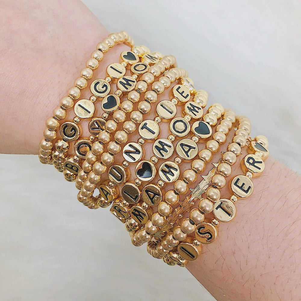 Beloved Woman Bracelet Collection - Personalized Gold Tone Letter Bead Bracelet