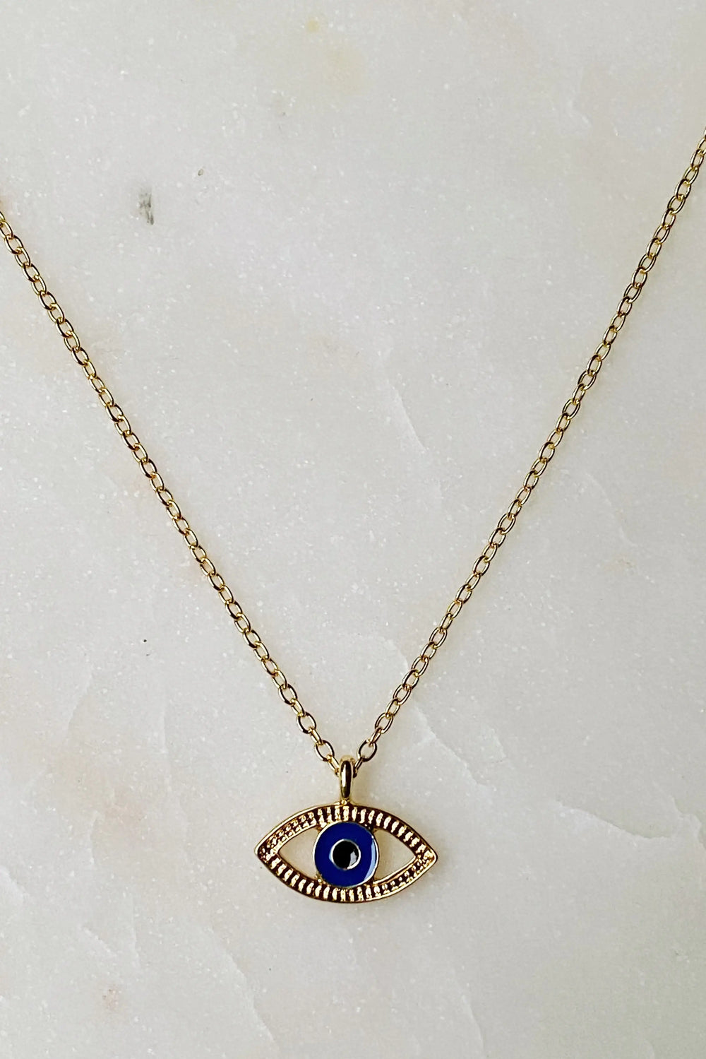 Chic Evil Eye Pendant - Blue Enamel Protection Pendant Necklace