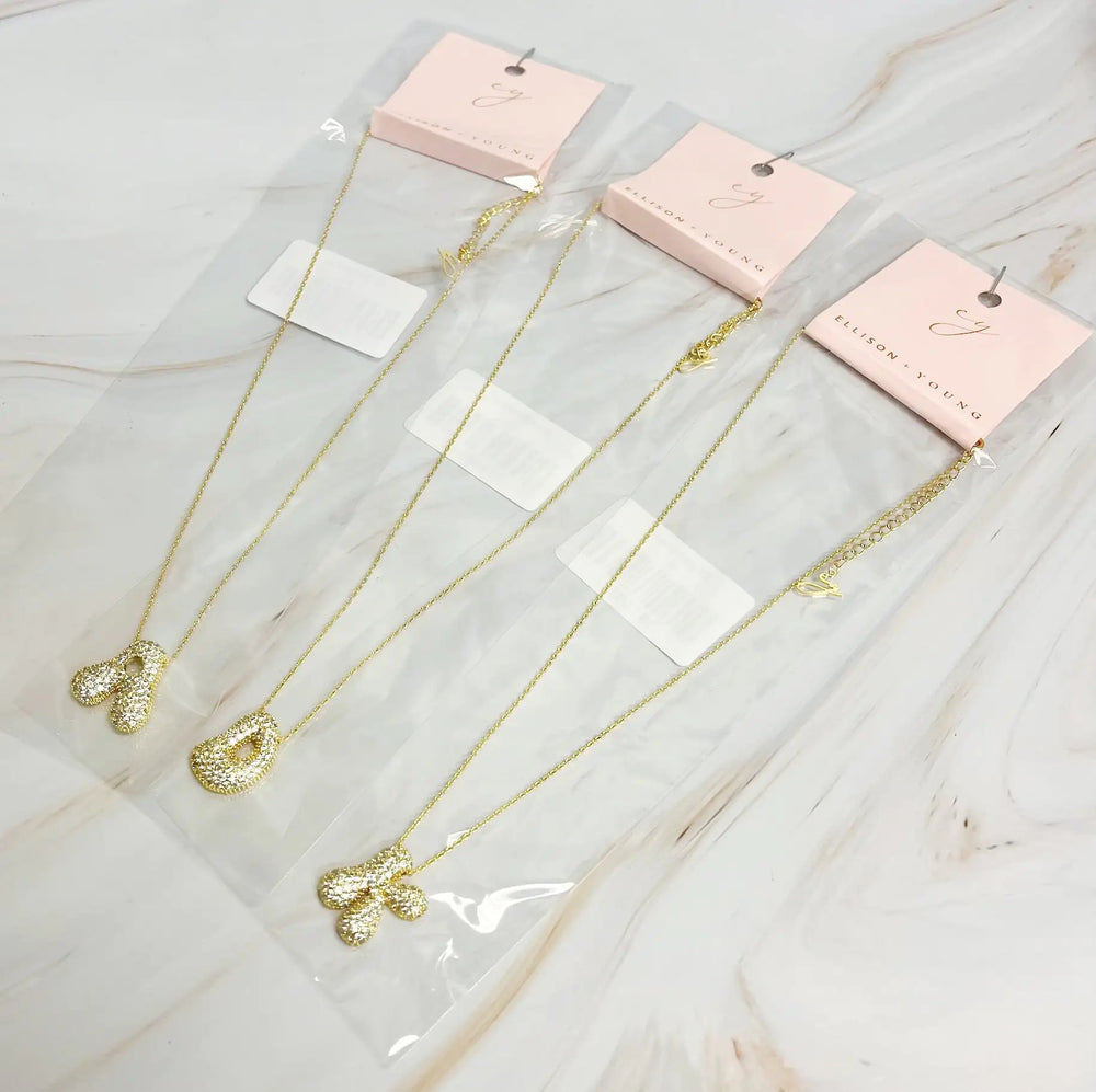 Crystal Bubble Initial Necklace - Personalized Sparkling Initial Pendant