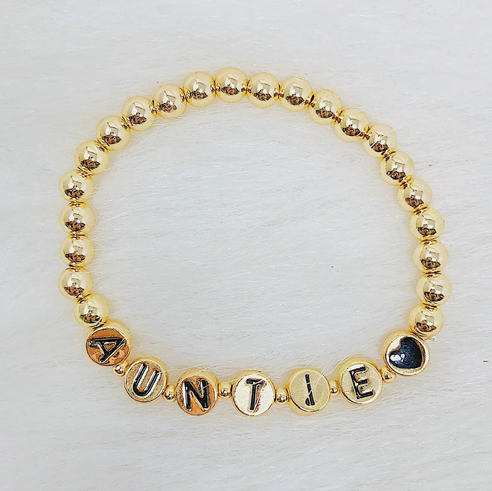 Beloved Woman Bracelet Collection - Personalized Gold Tone Letter Bead Bracelet