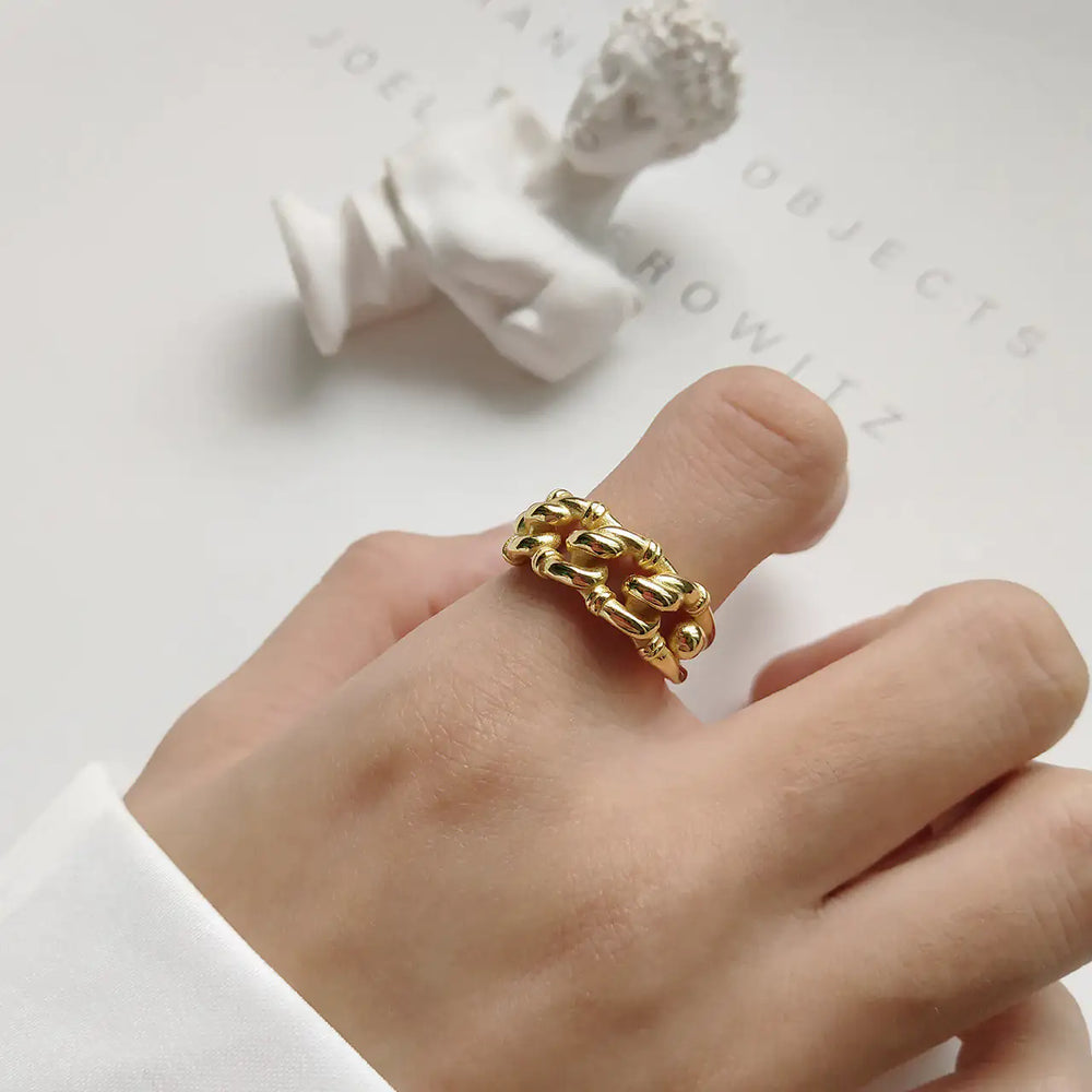 Golden Forge Industrial Ring - Bold Statement Ring for Men & Women