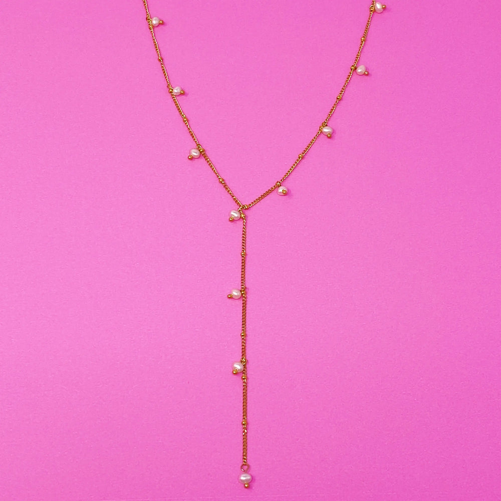 Luxurious Freshwater Pearl Dangle T Necklace