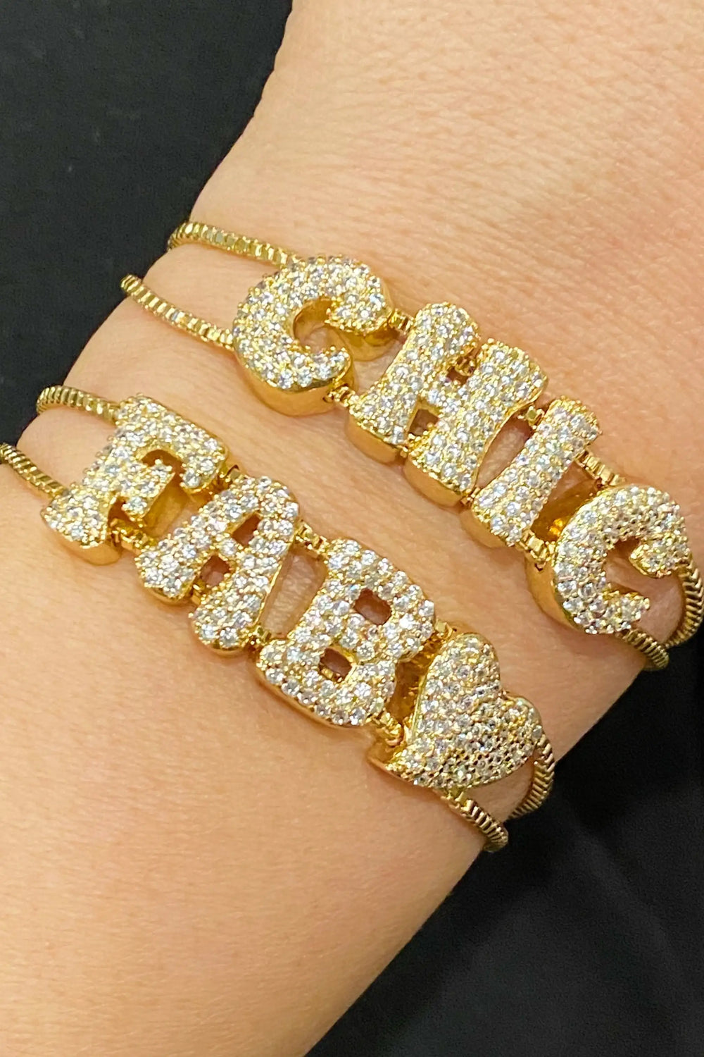 Disco Dazzle Bracelet - Sparkly Word Adjustable Chain