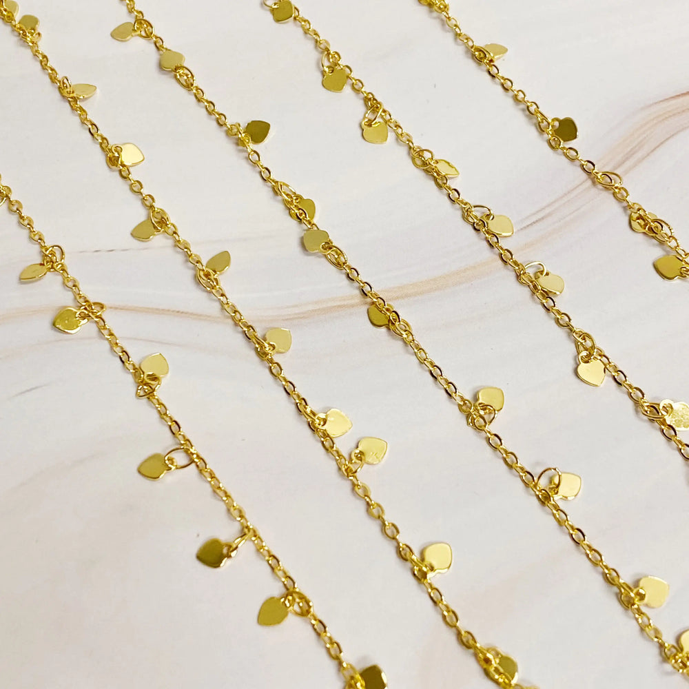 Mini Hearts All Around Long Necklace - Delicate Heart Chain Jewelry
