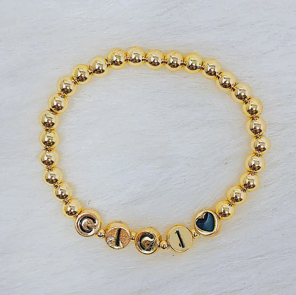 Beloved Woman Bracelet Collection - Personalized Gold Tone Letter Bead Bracelet