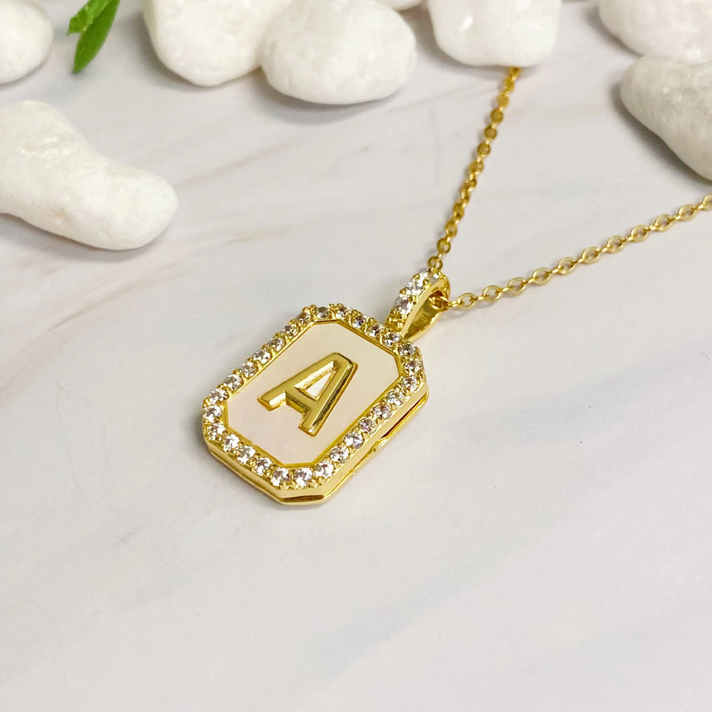 Initial Deco Open Locket Pendant Necklace - Personalized Photo Locket