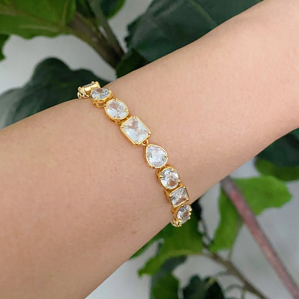Sparkling In Shapes Bracelet - Geometric Crystal Statement Jewelry