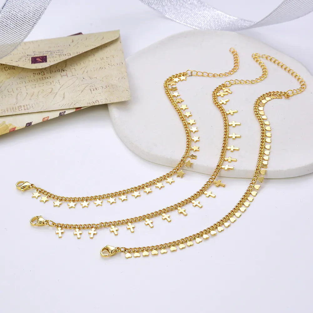 Elegant Women's Pentagram Cross Heart Bracelet