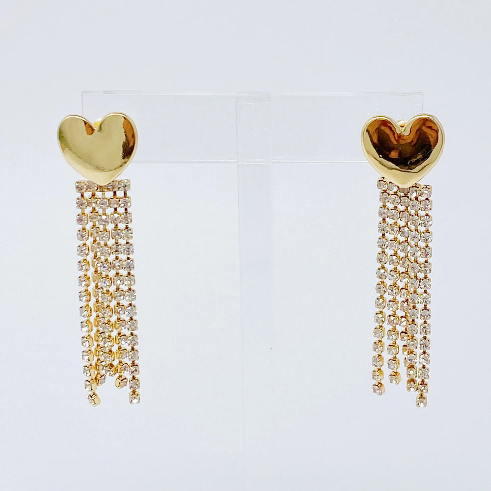 Heart Shine Stream Earrings - Sparkling Cubic Zirconia Drops