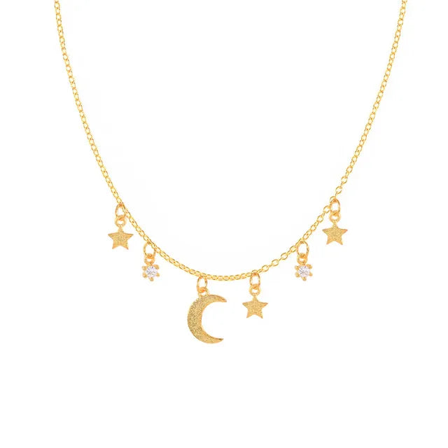 Elegant Evil Eye & Lunar Necklace - Protection & Style