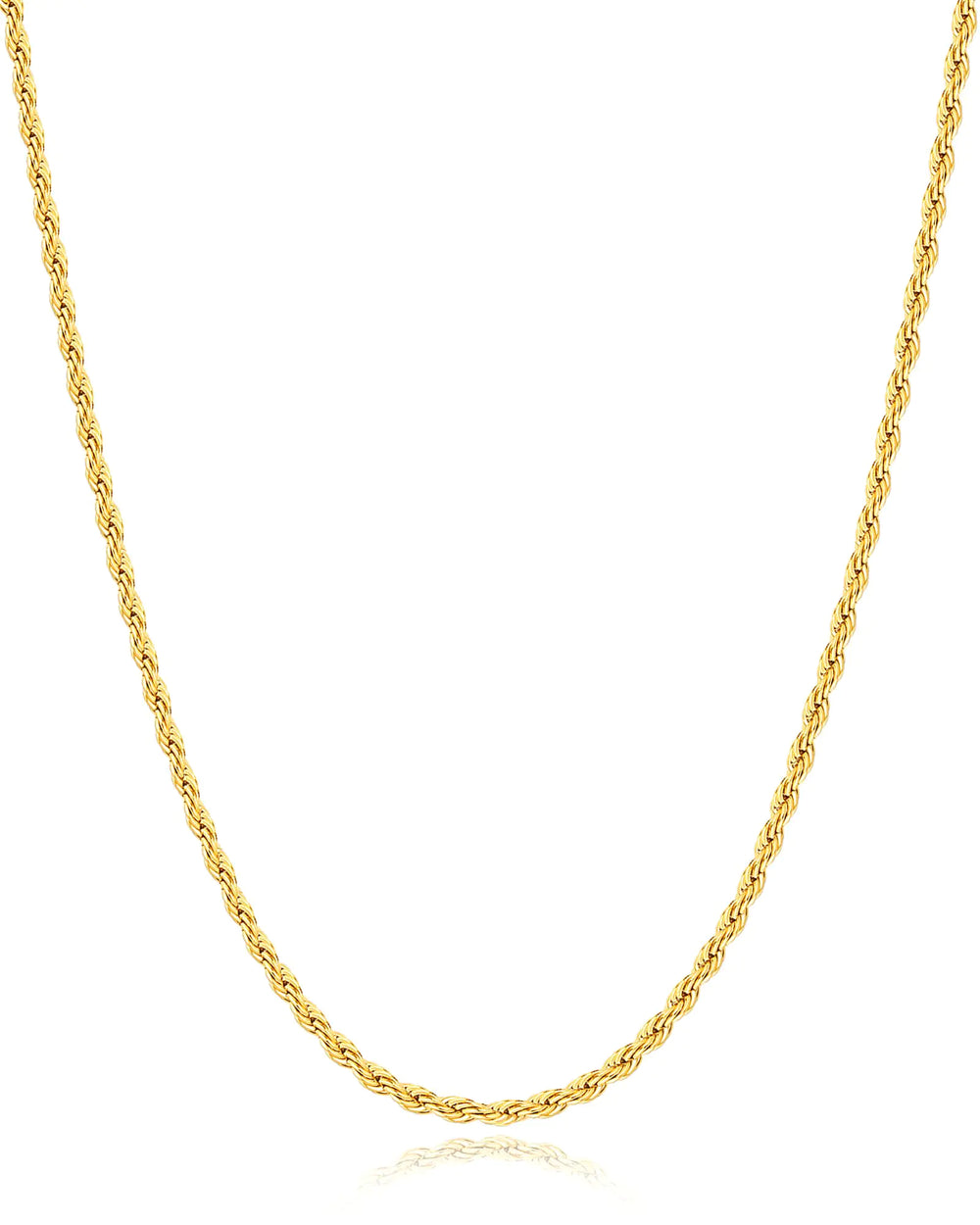 14k Gold Plated Rope Chain Necklace for Men - Trendy & Durable