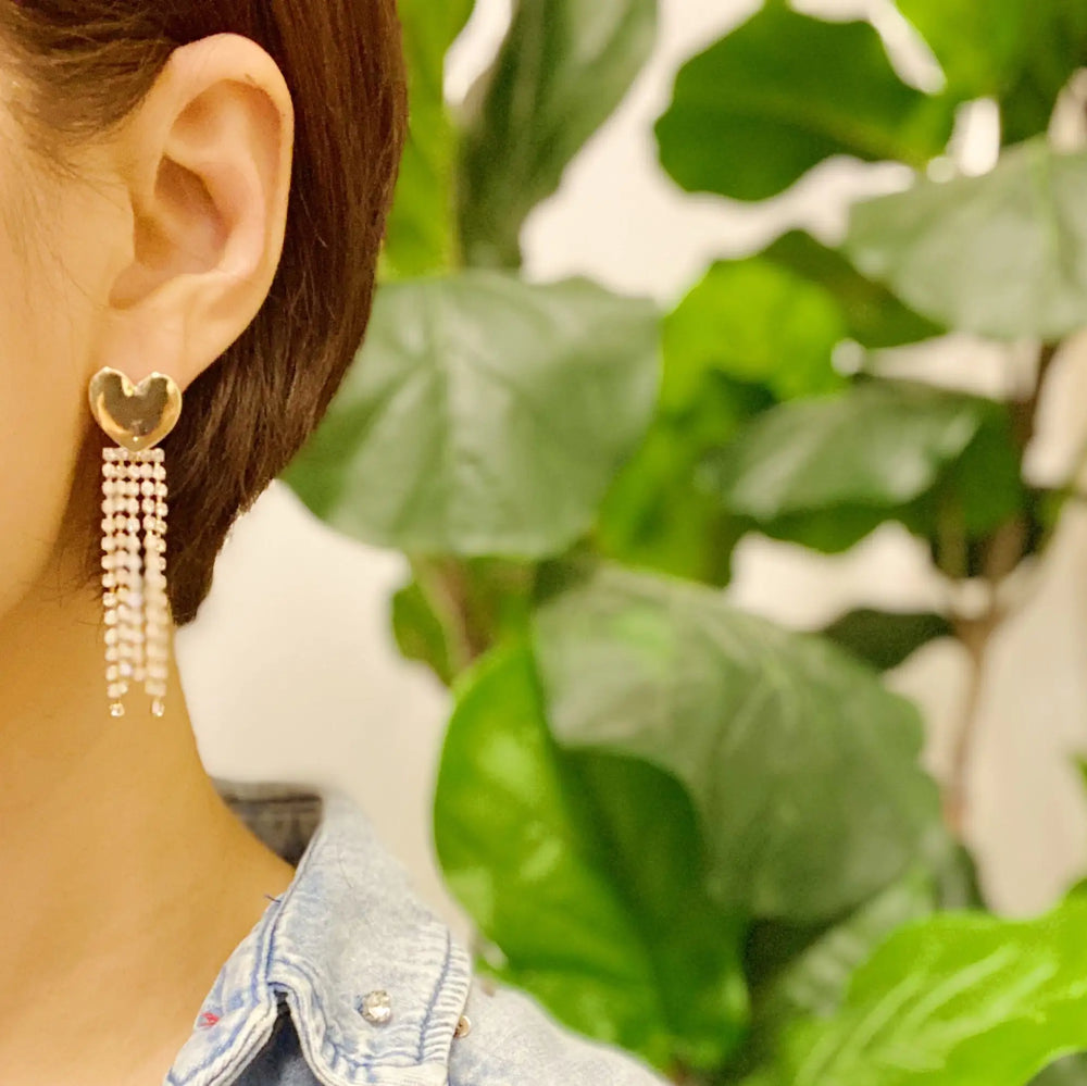 Heart Shine Stream Earrings - Sparkling Cubic Zirconia Drops