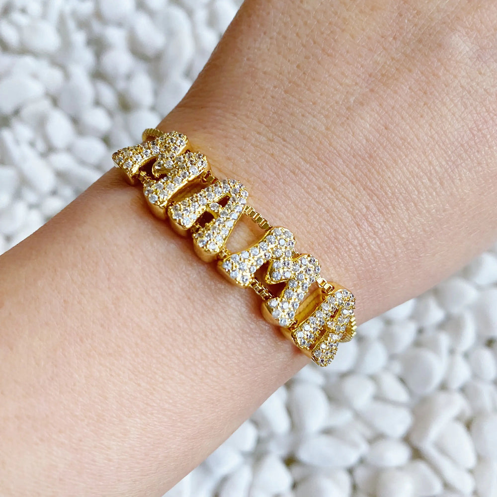 Disco Dazzle Bracelet - Sparkly Word Adjustable Chain