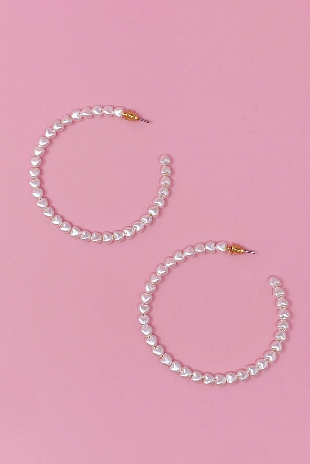 Pearl Heart Hoop Earrings - Elegant Pearl & Heart Design Hoops