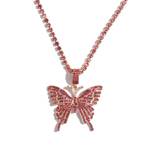 Butterfly Necklace with Diamond Inlay