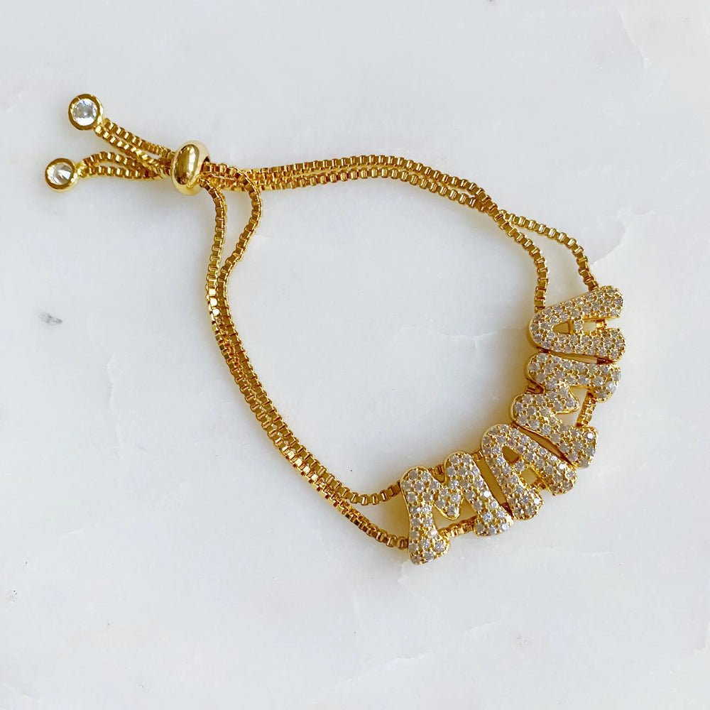 Disco Dazzle Bracelet - Sparkly Word Adjustable Chain