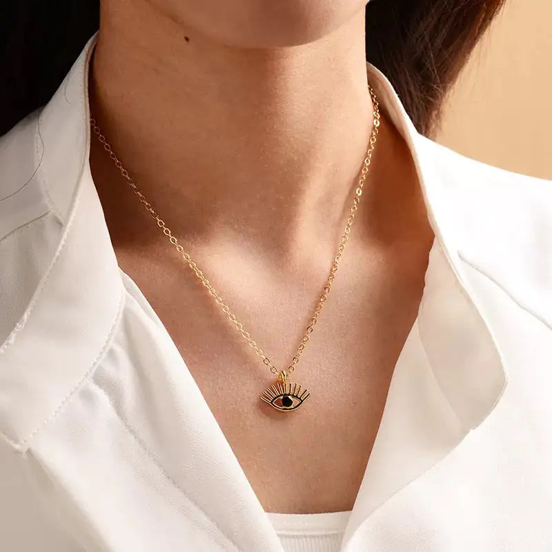 Got An Eye On You Devil Eye Necklace - Edgy Statement Jewelry