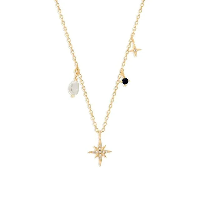 Elegant Evil Eye & Lunar Necklace - Protection & Style