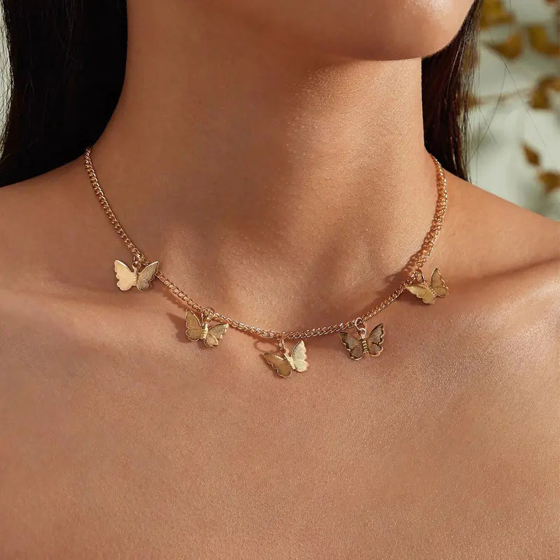 Elegant Geometric Butterfly Clavicle Chain Necklace
