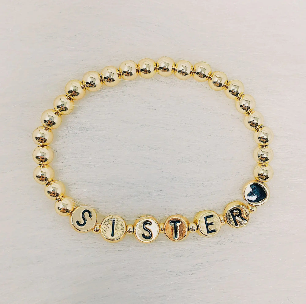 Beloved Woman Bracelet Collection - Personalized Gold Tone Letter Bead Bracelet