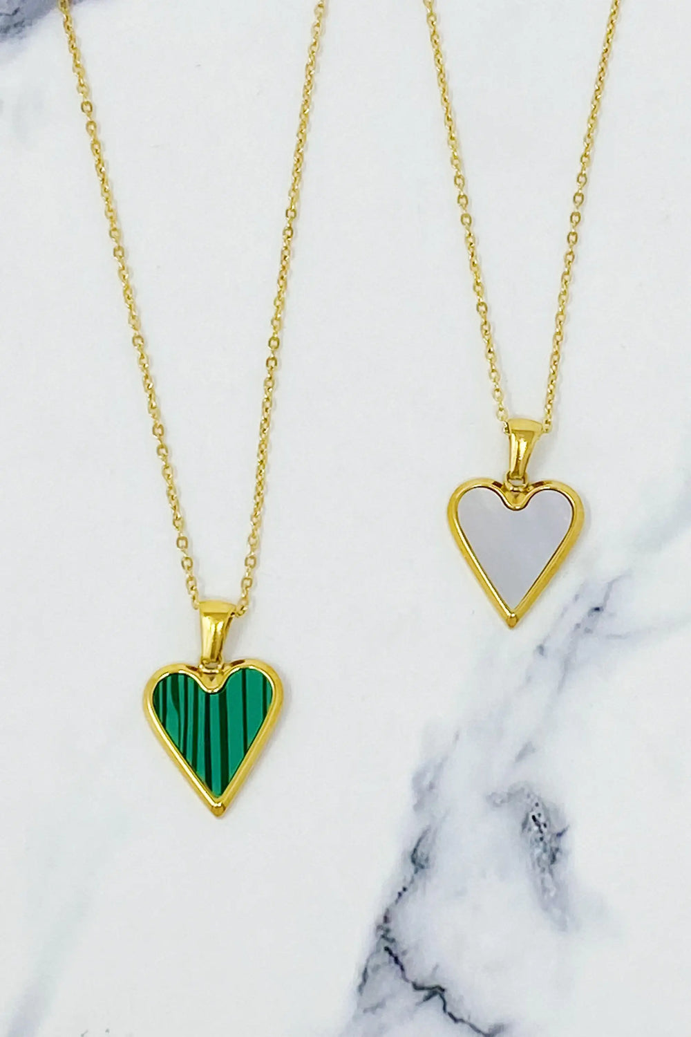 Golden Enamel Heart Necklace - 18K Gold Plated Heart Pendant