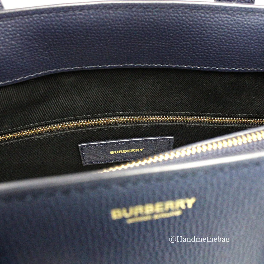 Burberry Banner Medium Regency Blue Leather Tote Bag - Luxury Handbags