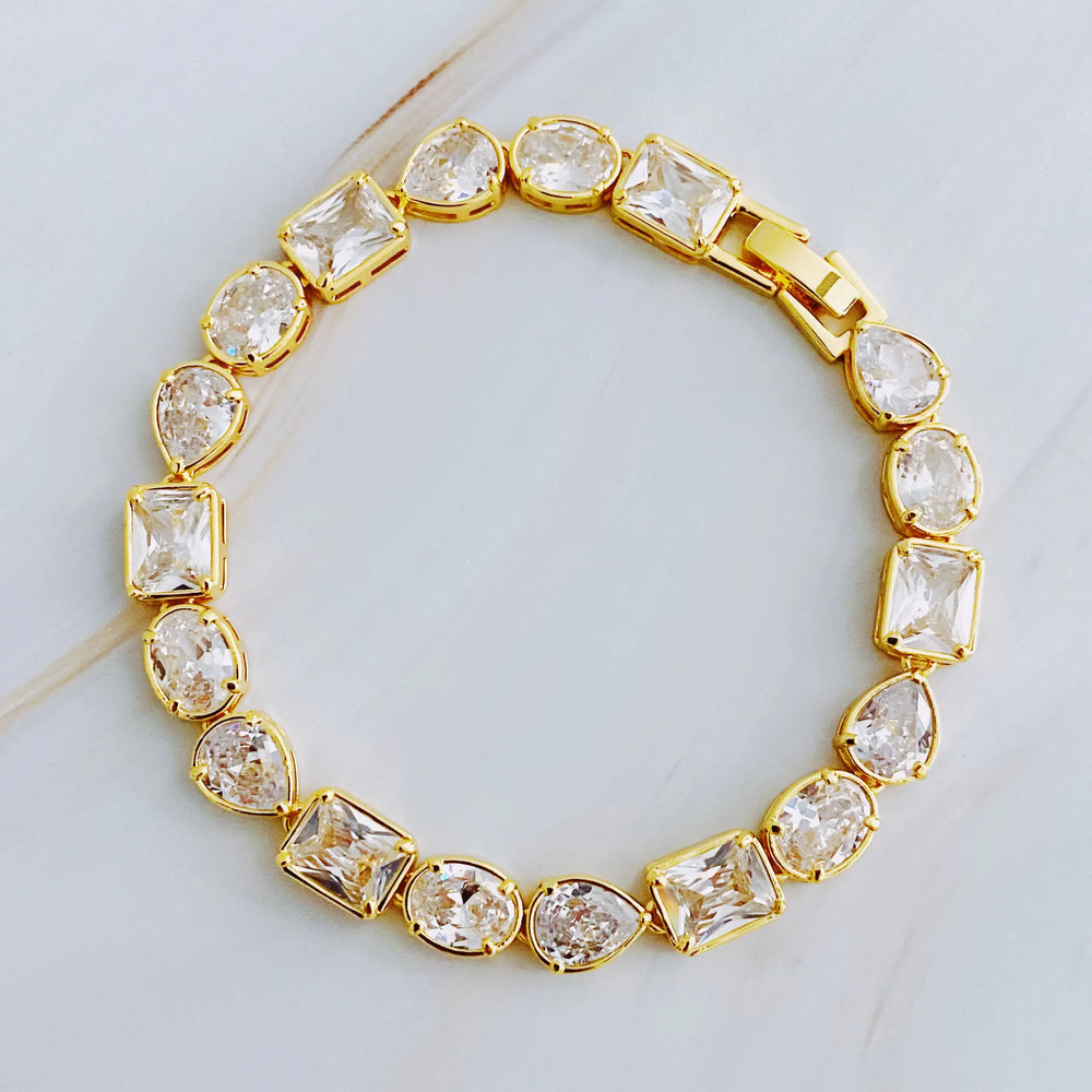 Sparkling In Shapes Bracelet - Geometric Crystal Statement Jewelry
