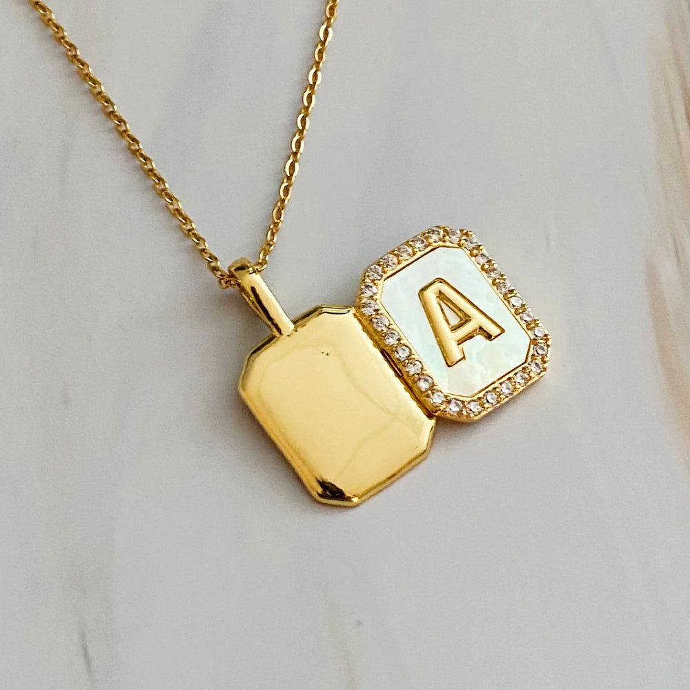 Initial Deco Open Locket Pendant Necklace - Personalized Photo Locket