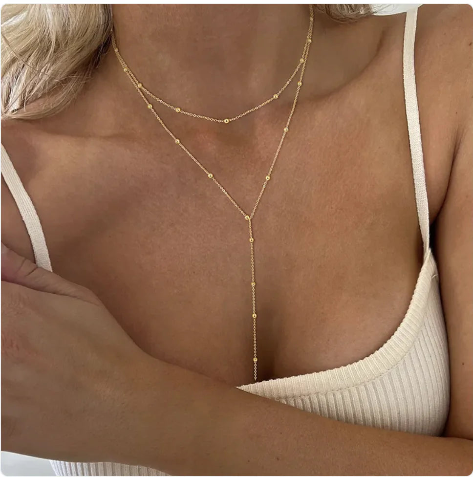 Elegant Geometric Tassel Beaded Necklace