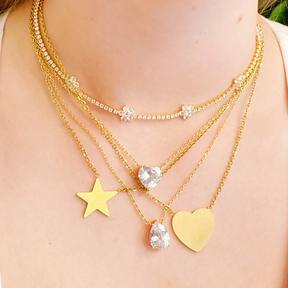 With All My Heart Necklace - Statement Gold Heart Pendant