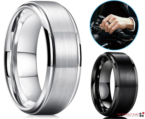 Silver Tungsten Carbide Wedding Band for Men Size 5-17