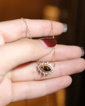 Elegant Evil Eye & Lunar Necklace - Protection & Style