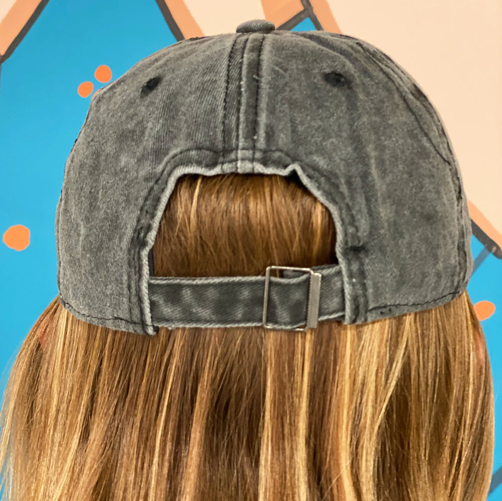Dog Mom Distressed Ball Cap - White Embroidery