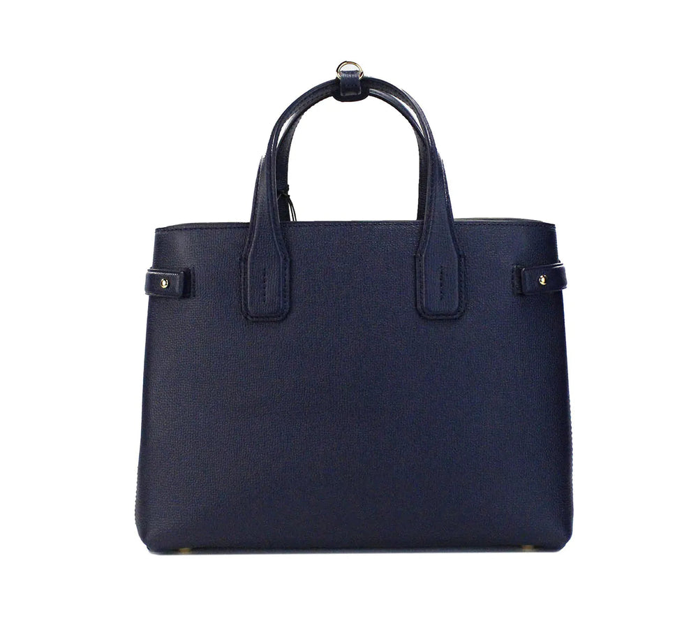 Burberry Banner Medium Regency Blue Leather Tote Bag - Luxury Handbags
